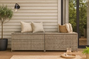 Szara prostokątna rattanowa skrzynia do ogrodu G0-H36