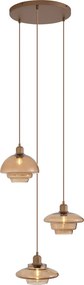 Lampa wisząca retro ciemny brąz z bursztynowymi kloszami 3-punktowa - Smokey