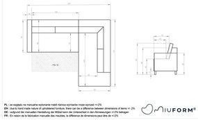 Szary sztruksowy rozkładany narożnik (prawostronny) Lofty Lilly – Miuform