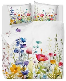 Pościel jednoosobowa z satyny bawełnianej 140x200 cm Watercolour Flowers – Butter Kings