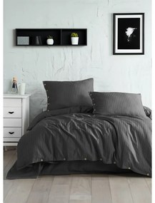 Ciemnoszara pościel jednoosobowa z bawełny renforcé 140x200 cm Como Striped – Mila Home Luxury
