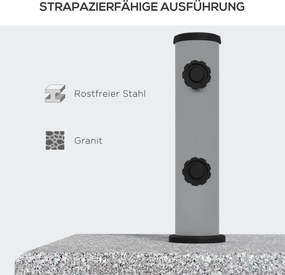 Outsunny Podstawa pod Parasol z Granitu, 28 kg, Koła, dla Masztów 32/38/48mm, Szary