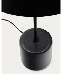 Czarna marmurowa lampa stołowa z metalowym kloszem (wysokość 58 cm) Sayra – Kave Home