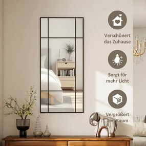 HOMCOM Lustro ścienne, dekoracyjne lustro z metalową ramą, czarne paski, wielowarstwowe szkło, 50B x 2T x 110H cm | Aosom PL