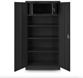 Biurowa szafa metalowa na akta TOMASZ, 900 x 1850 x 450 mm, czarna
