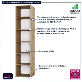 Regał wysoki na książki 70 cm dąb artisan A0-L33