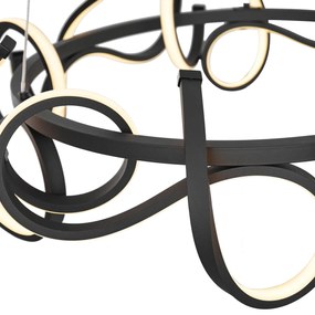 Designerska lampa wisząca czarna okrągła z 3-stopniowym ściemnianiem - Krisscross Nowoczesny Oswietlenie wewnetrzne