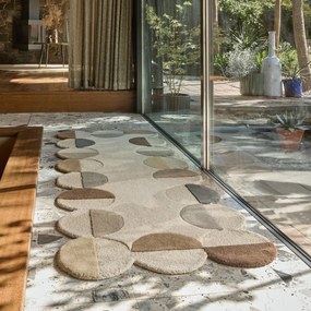 Szarobeżowy wełniany chodnik tkany ręcznie 80x230 cm Mia Scallop Frame – Flair Rugs