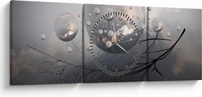 Obraz abstrakcyjnych kul (z zegarem) (90x30 cm)