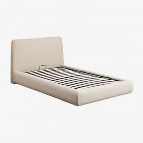 Składane Łóżko Kanapkowe Z Owczej Skóry Norena Chenille Kremowy Beż & 90 X 190 Cm - Sklum