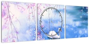 Obraz - Magiczne jezioro (z zegarem) (90x30 cm)