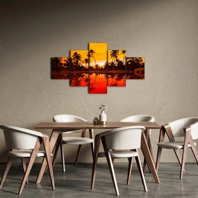 Obraz - Zachód słońca nad kurortem (125x70 cm)