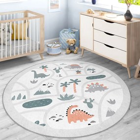 Jasnoszary dziecięcy dywan do zabawy odpowiedni do prania ø80 cm Dino Park – Mila Home