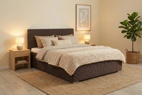 Łóżko OLEG 160x200 cm Brąz Z materacem