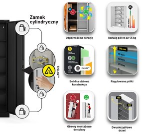 Szafa JAN Compact 1750 x 800 x 400 mm, czarna
