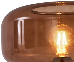 Stylowa lampa podłogowa w stylu Retro, czarna z brązowym szkłem - Bizle Retro Oswietlenie wewnetrzne