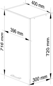 Minimalistyczna górna szafka kuchenna 40 cm  W2-K36