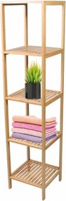 Regał bambusowy, 5 półek, kwadratowy 33 x 33 x 146 cm.