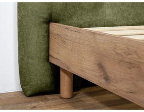 Zielone tapicerowane łóżko dwuosobowe ze stelażem 160x200 cm Kumo – Bobochic Paris