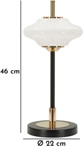 Biało-czarna lampa stołowa ze szklanym kloszem (wysokość 46 cm) Vintage – Mauro Ferretti