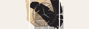Obraz - Abstrakcja z tropikalnymi liśćmi N⁰4 (z zegarem) (90x30 cm)