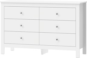 HOMCOM Komoda z 6 szufladami, sideboard z łatwojezdnymi prowadnicami do sypialni, salonu lub przedpokoju, 118 x 39,5 x 75,5 cm, biały | Aosom PL