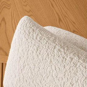 Krzesło obrotowe Saori kremowe boucle z podłokietnikami drewniane nowoczesne