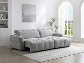 Kanapa narożna  z funkcją relaksu, prawostronna, z  funkcją relaksu i elektrycznie wysuwanym siedziskiem w szarym materiale CARIALA