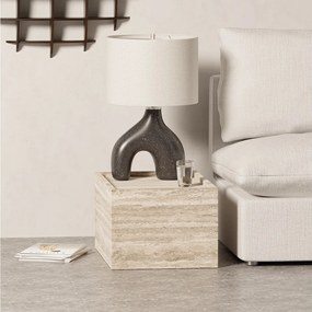 Stolik pomocniczy z trawertynu – beżowy – Crow Wide