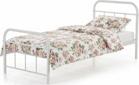 Białe pojedyncze łóżko z metalu 90x200 F7-F49