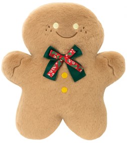 Aksamitna poduszka dekoracyjna w kształcie piernika GINGERBREAD, beżowa
