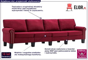 Czteroosobowa czerwona sofa - Alaia 4X