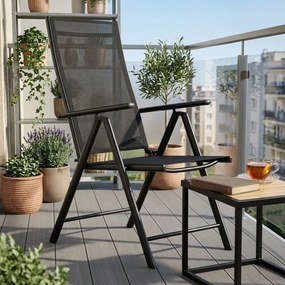 Krzesło ogrodowe, składane, regulowane Napoli, czarne