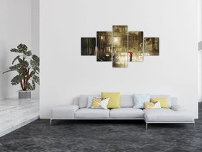 Obraz - Kobieta w deszczową noc (125x70 cm)