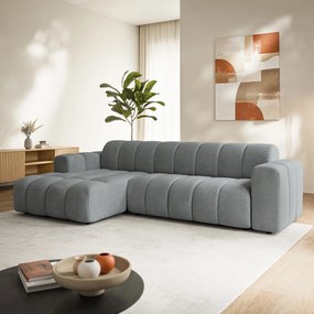 Masseno Narożnik SETIA Lewostronny L-Kształtny, Nowoczesna Sofa narożna, Tkanina Strukturalna - Szary, ARAGON 93