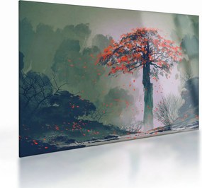 Obraz na szkle samotnego czerwonego drzewa (70x50 cm)