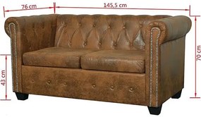 2-osobowa brązowa sofa w stylu Chesterfield Astrin