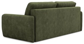 Zielona rozkładana sofa z tkaniny szenilowej ze schowkiem 218 cm Lilo – Makamii