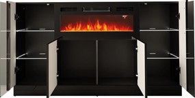 Czarna komoda z kominkiem elektrycznym i oświetleniem Diuna 1