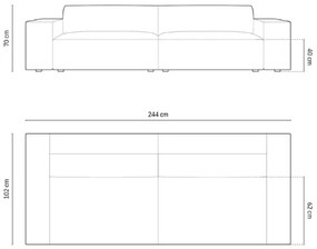 OUTLET Sofa 4-osobowa welurowa Jasny Beż 244/102/70 Jodie od Micadoni