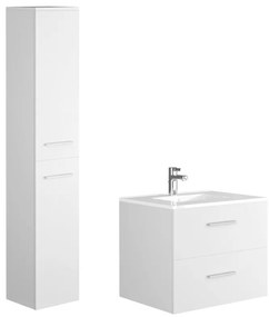 Szafka łazienkowa wisząca  z umywalką i słupkiem - Biały - 60 cm - KAYLA