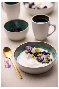 Biało-zielona kamionkowa miska 400 ml Gastro White/Green – Bitz