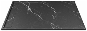 Brodzik płaski posadzkowy lub wpuszczany w posadzkę do przycięcia z żywicy SMC - Czarny z efektem marmuru - 140 x 90 cm - LYROSA