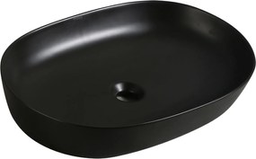 Umywalka ceramiczna nablatowa owalna czarna 60 x 41 cm VIRVE black Slim cienki rant