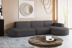 Narożnik w kształcie L Modena L, tkanina Poso, Ciemnoszary, Prawy