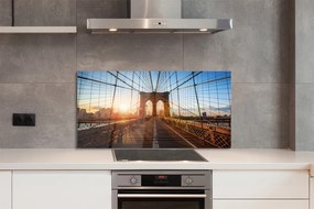 Panel Szklany Świt nad Mostem i Drapaczami Chmur