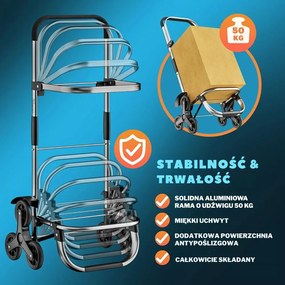 Torba na zakupy na kółkach do schodów COMFORT, 50l, szara Jurhan