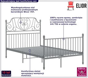 Szare metalowe łóżko z zagłówkiem 120x200 cm - Hadson