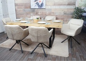 Krzesło do jadalni MCW-K33 (zestaw 6 sztuk), imitacja skóry, kremowy