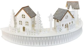 Drewniana dekoracja LED Wioska z kościołem, 40 x14 x 20 cm, półkole
